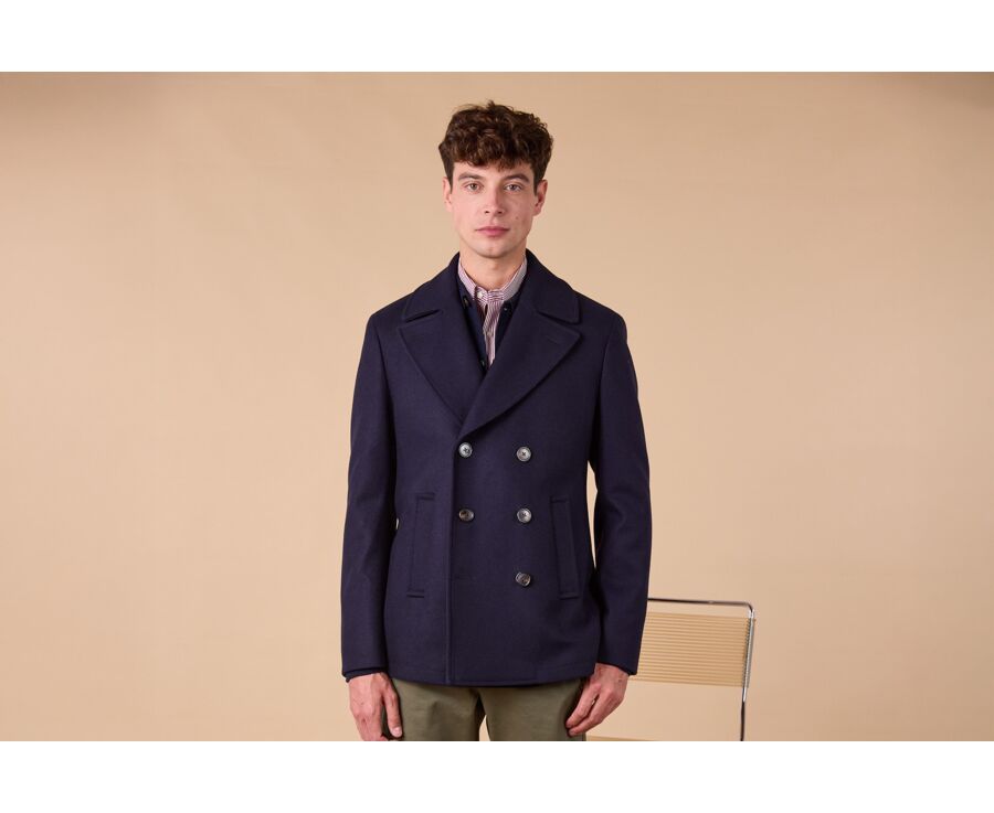 Navy Men's pea coat - GAËLAN