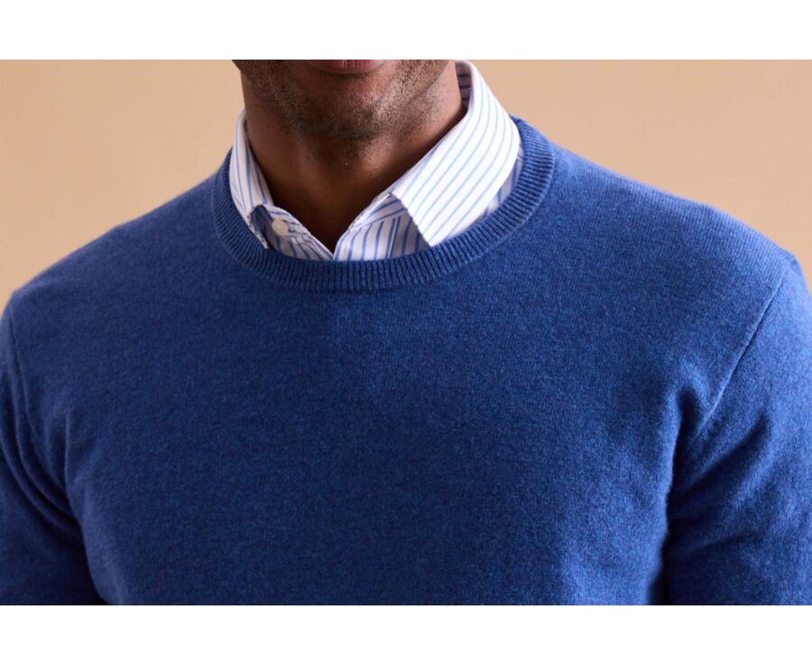 Mottled Jean Blue round-neck wool jumper - CONAN