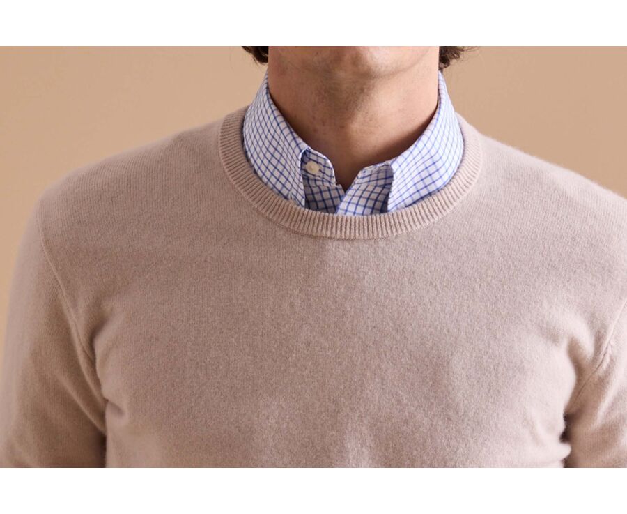 Light beige round-neck wool jumper - CONAN