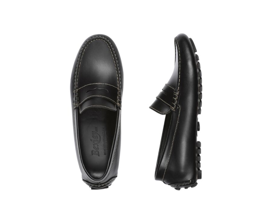 Men's Black Leather Driving shoes - FERGUSON