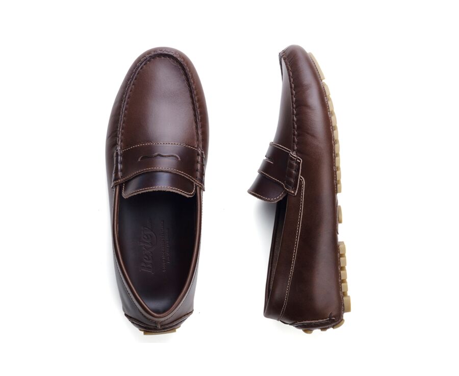 Men's Dark Brown Leather Driving shoes - FERGUSON