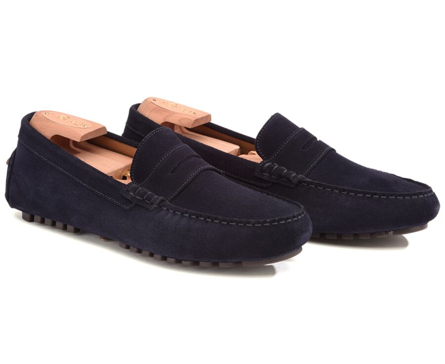 Men's Navy Suede Driving shoes - FERGUSON