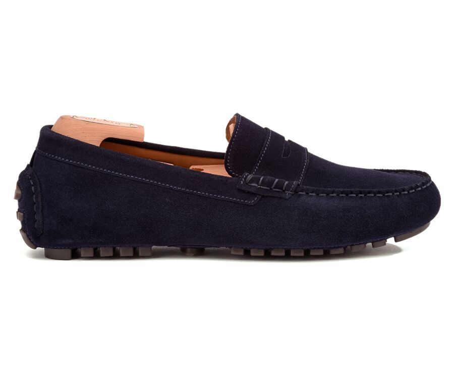 Men's Navy Suede Driving shoes - FERGUSON