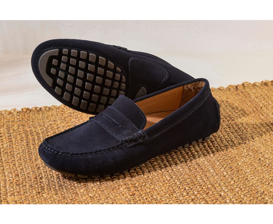 Men's Navy Suede Driving shoes - FERGUSON