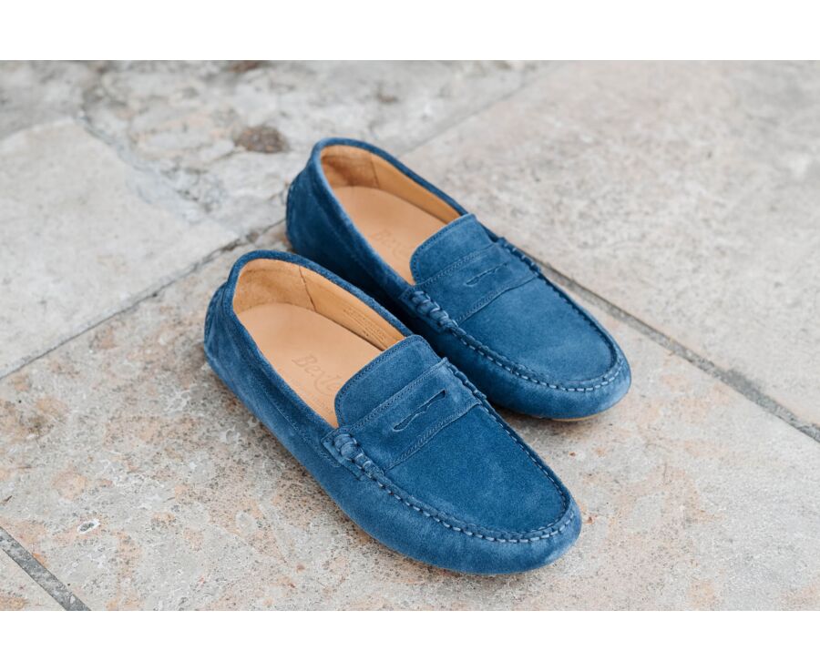 Men's Indigo Suede Driving shoes - FERGUSON