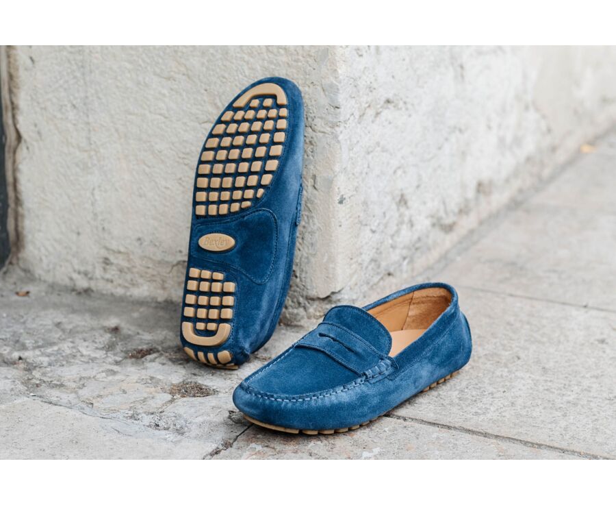 Men's Indigo Suede Driving shoes - FERGUSON