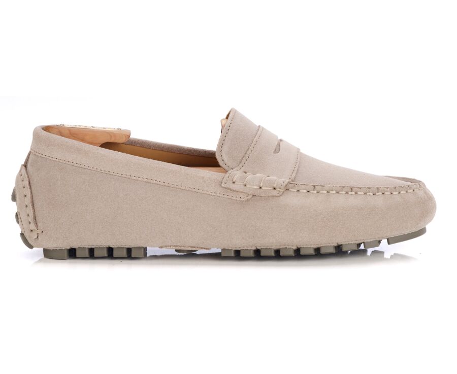 Men's Greige Suede Driving shoes - FERGUSON