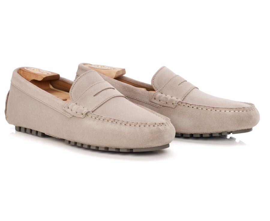 Men's Greige Suede Driving shoes - FERGUSON
