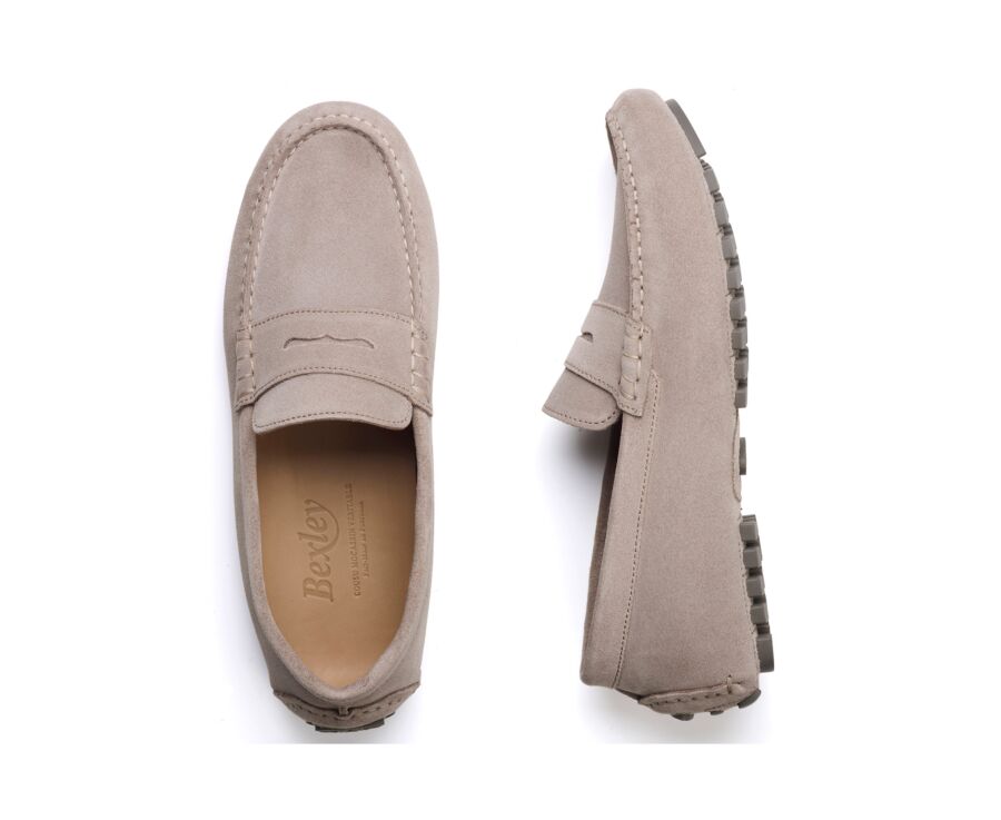 Men's Greige Suede Driving shoes - FERGUSON