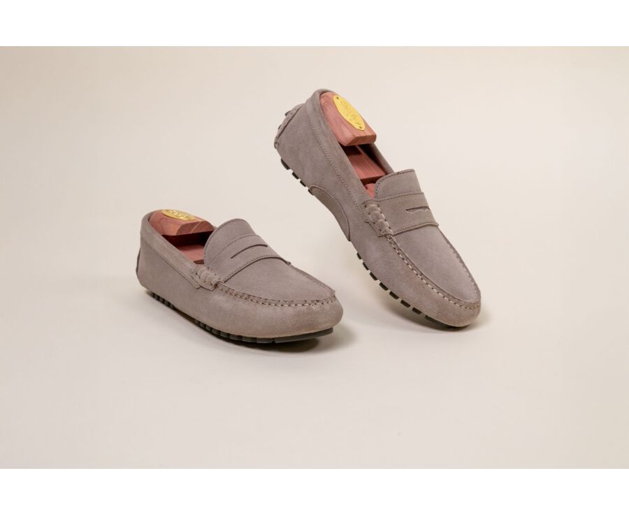 Men's Greige Suede Driving shoes - FERGUSON