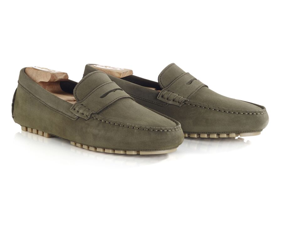 Men's Khaki Nubuck Driving shoes - FERGUSON