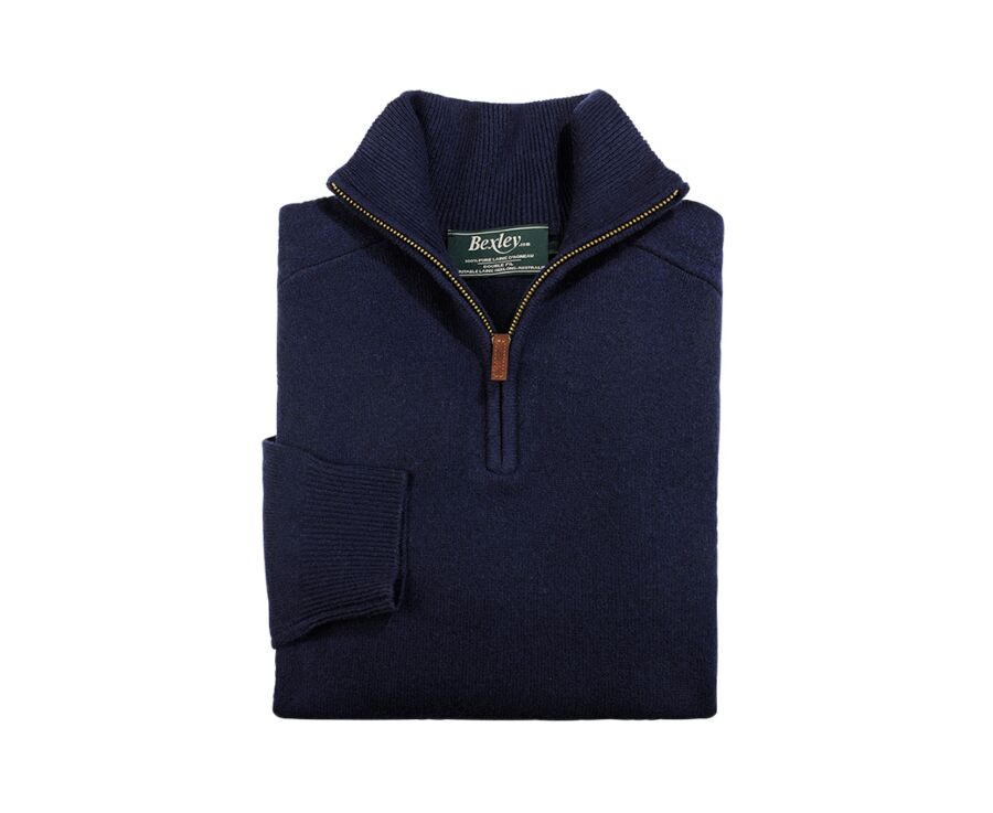Navy half-zip wool jumper - KENNETH