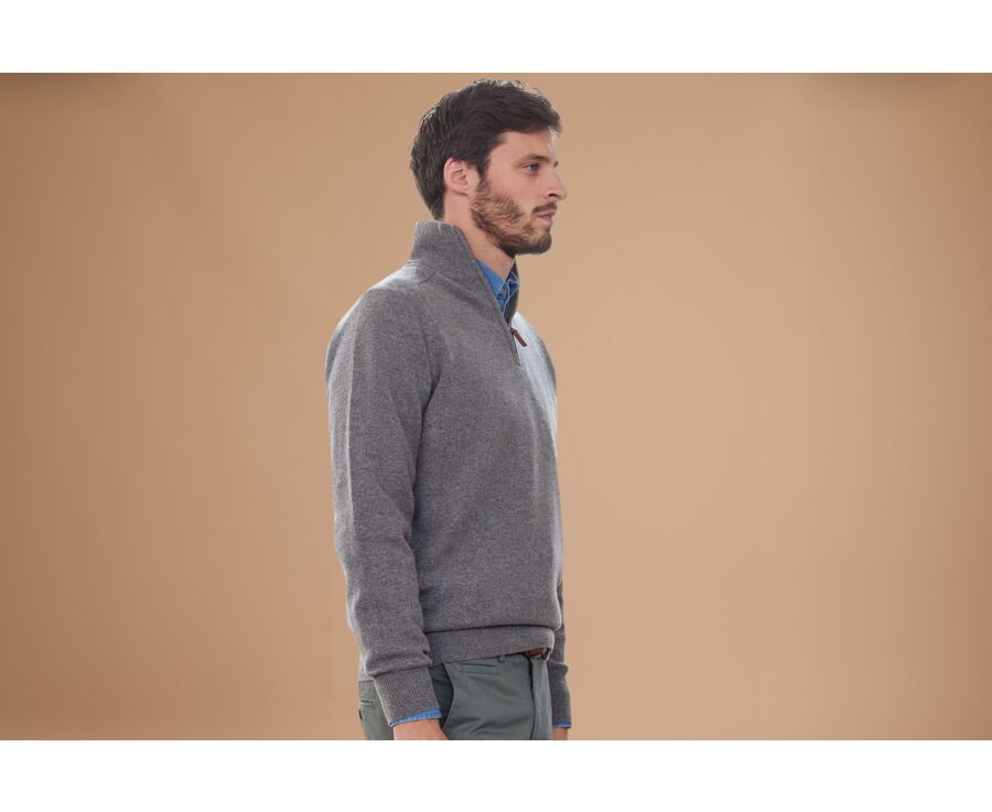 Grey Melange half-zip wool jumper - KENNETH