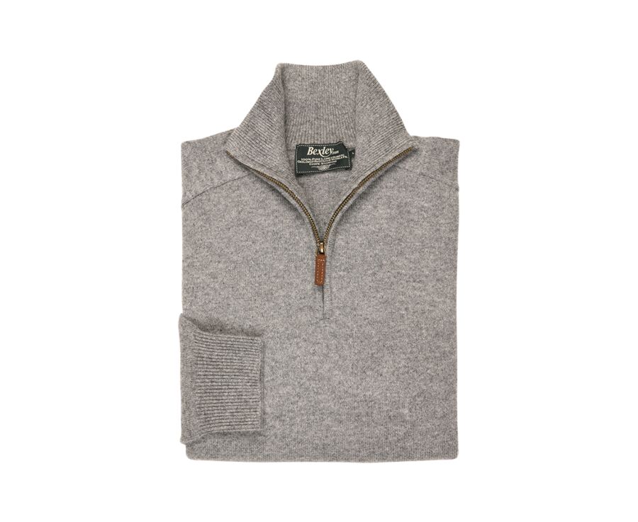 Grey Melange half-zip wool jumper - KENNETH