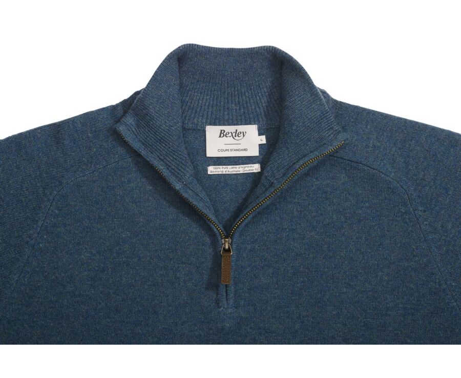 Dark Heather Green half-zip wool sweater - KENNETH