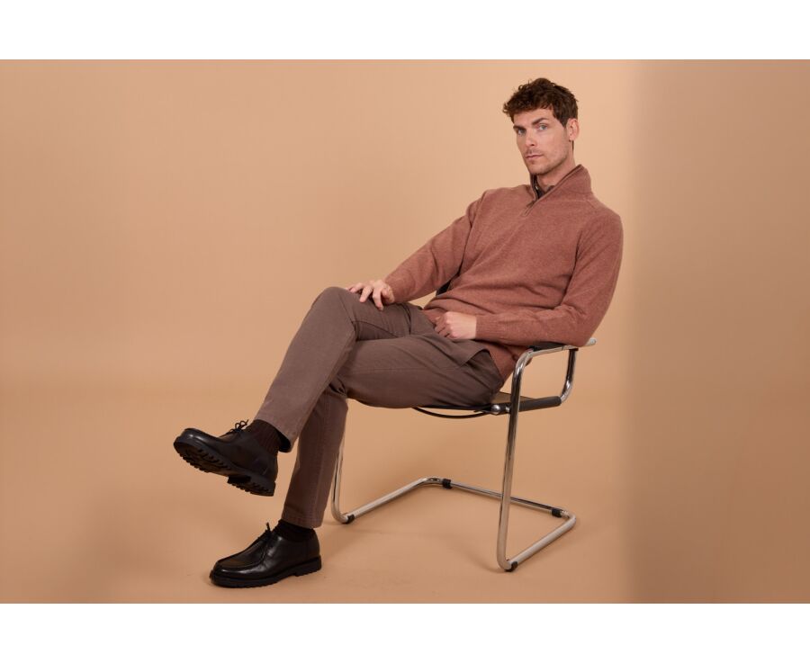 Men's rust mélange half-zip lambswool jumper - KENNETH
