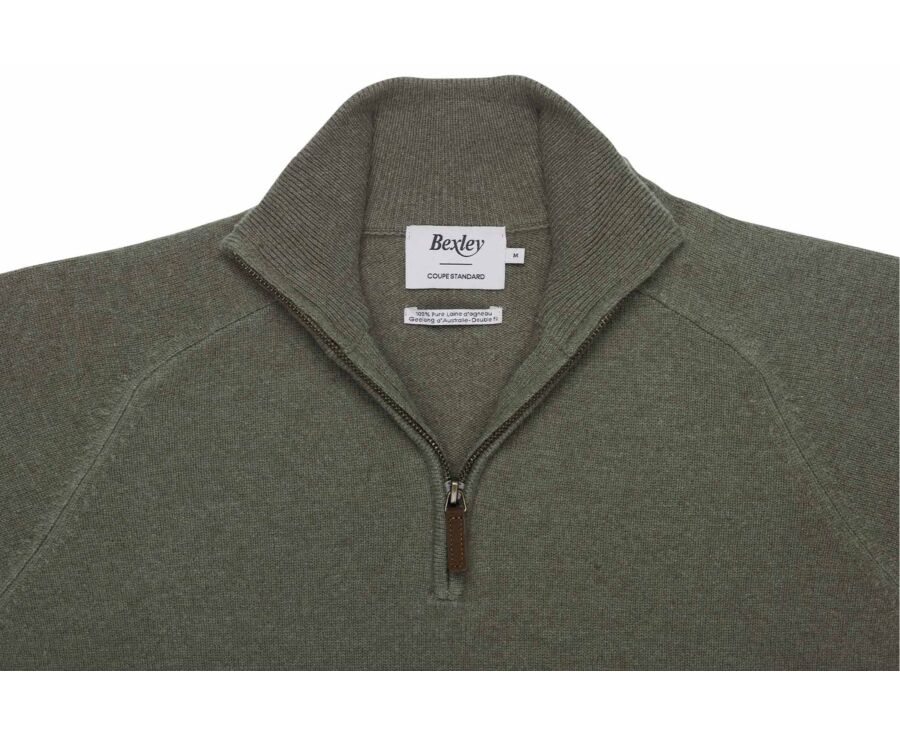 Men's eucalyptus mélange half-zip lambswool jumper - KENNETH