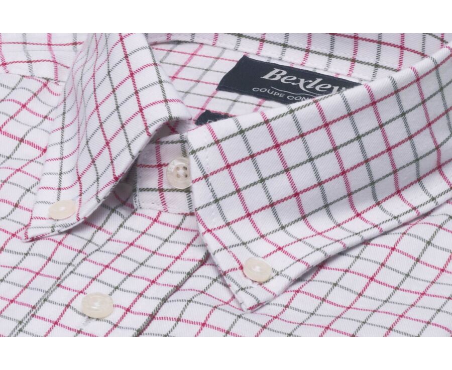 Men's red and green checked flannel shirt - LINDSAY