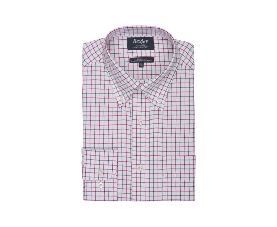 Men's red and green checked flannel shirt - LINDSAY