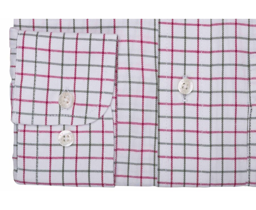 Men's red and green checked flannel shirt - LINDSAY