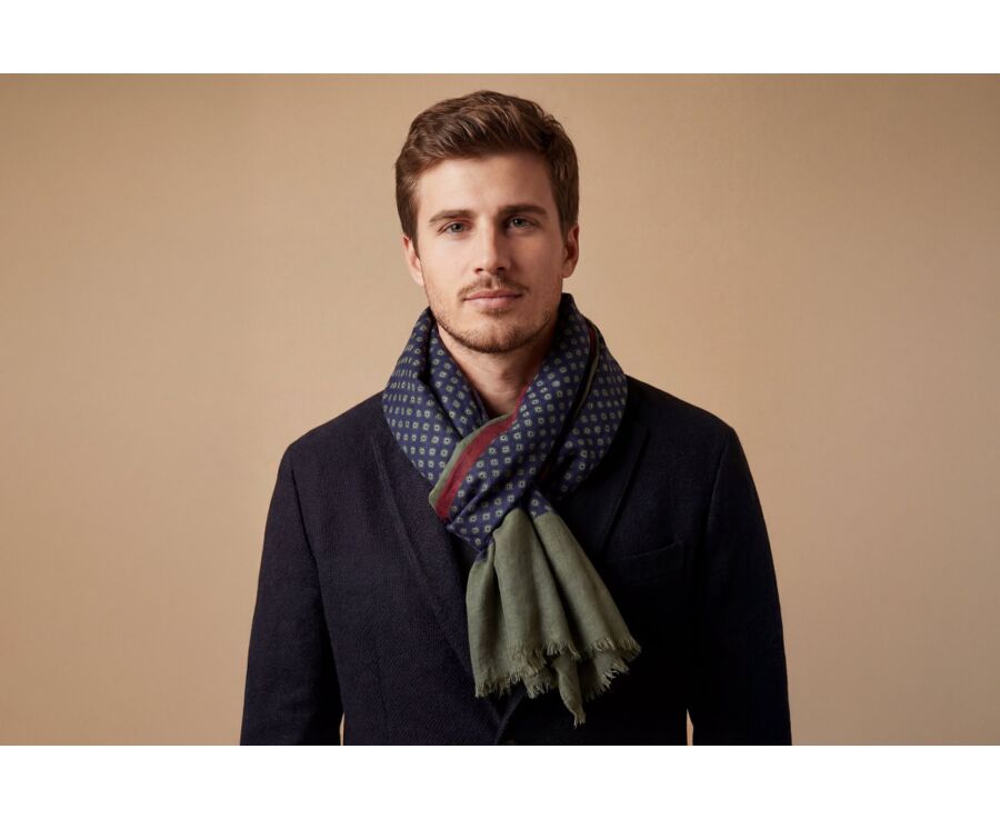 Men’s Wool Scarf – Navy, Burgundy and Green
