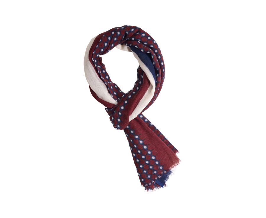 Men's burgundy & blue woolen scarf