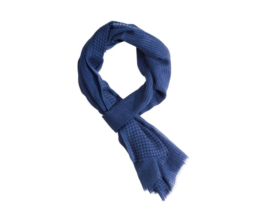 Men's navy woolen scarf with black pattern