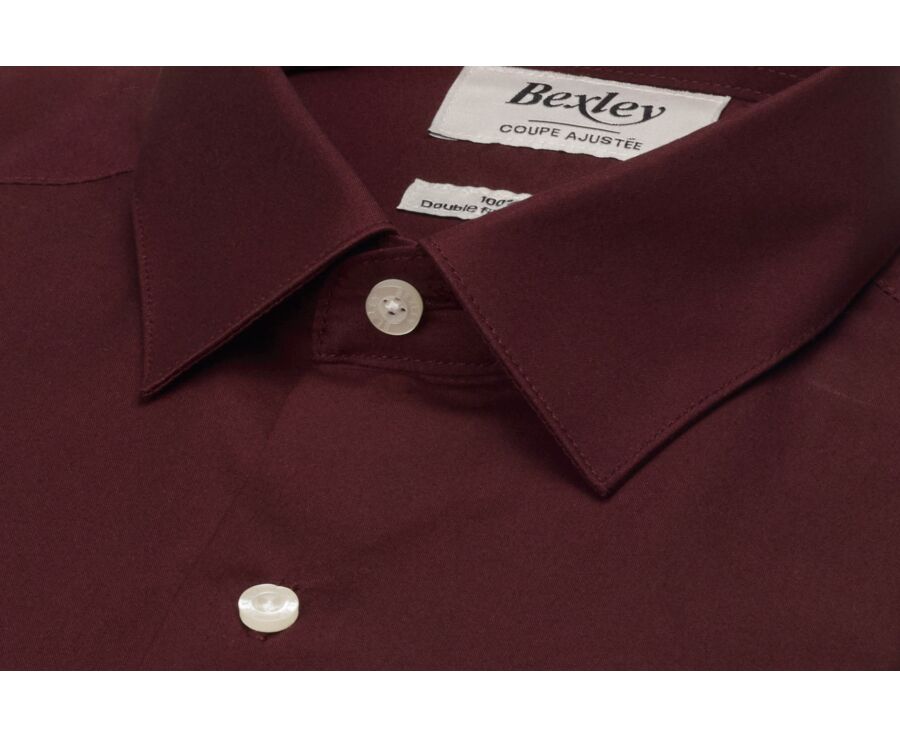 Men's burgundy poplin shirt - LOUIS CLASSIC
