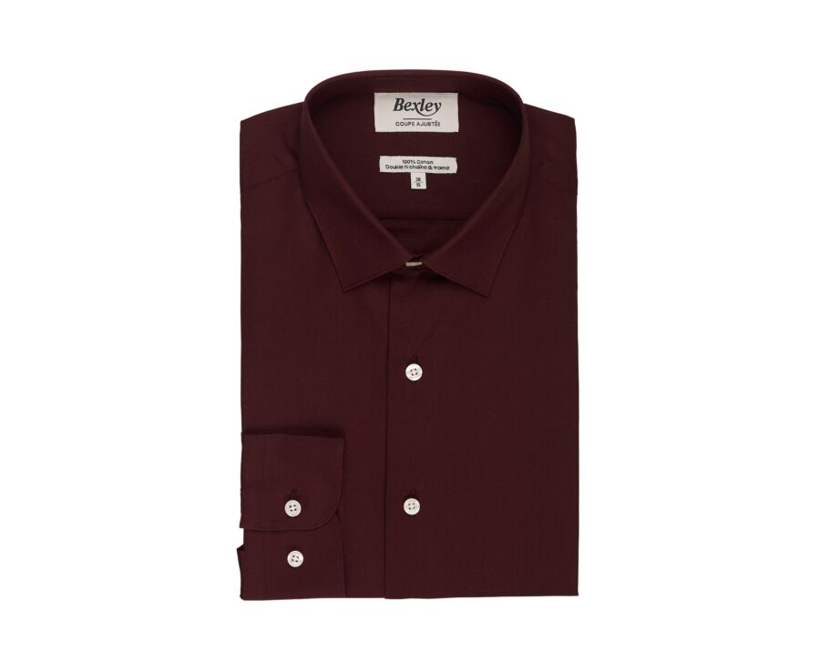 Men's burgundy poplin shirt - LOUIS CLASSIC
