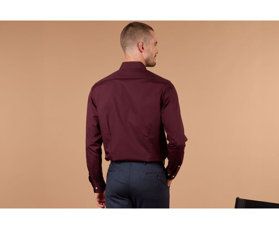 Men's burgundy poplin shirt - LOUIS CLASSIC