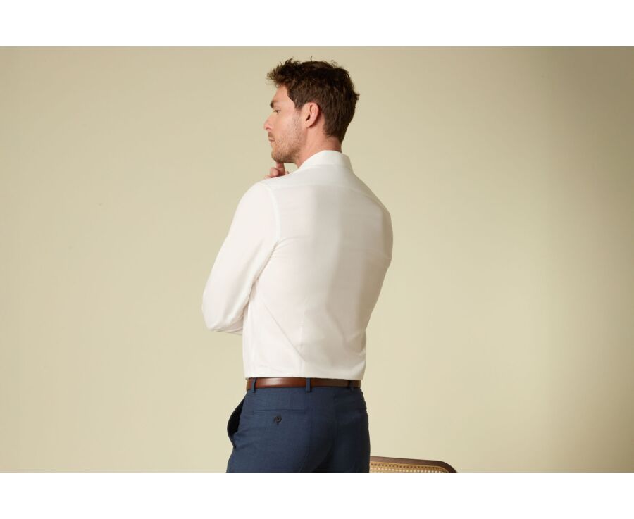 Men’s plain poplin shirt in ecru - LOUIS CLASSIC
