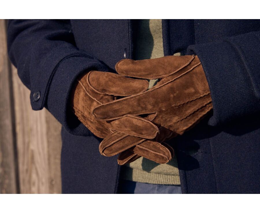 Men goat suede leather gloves