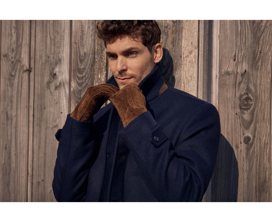Men goat suede leather gloves