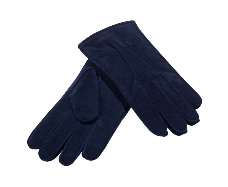 Men's gloves in navy goatskin suede