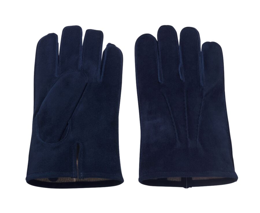 Men's gloves in navy goatskin suede