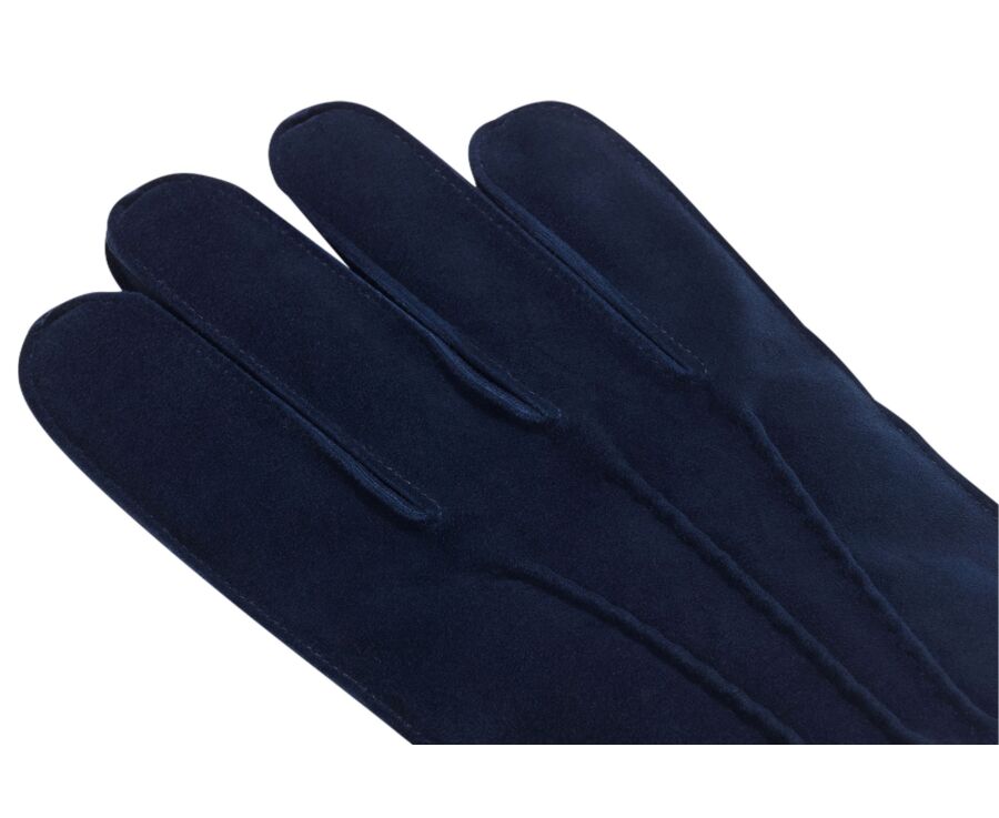 Men's gloves in navy goatskin suede