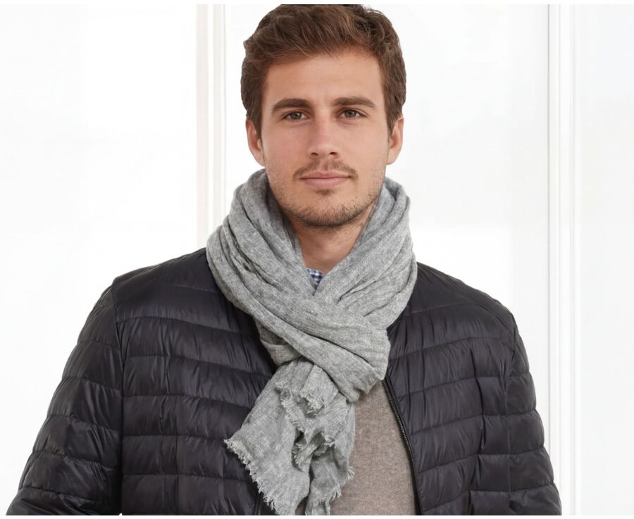 Grey Melange light Wool and Cashmere scarf
