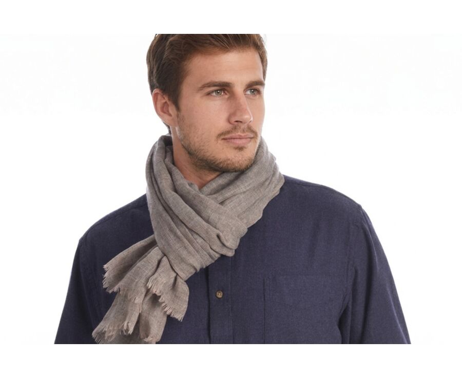  Taupe Melange light Wool and Cashmere scarf