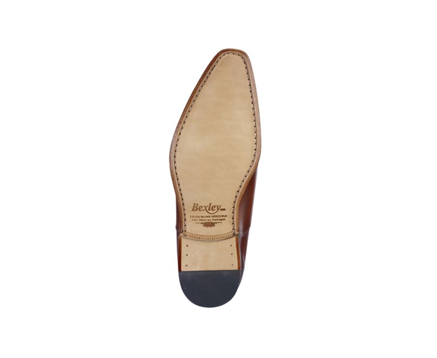 Patina Cognac Men's Oxford shoes - Leather outsole - BRISBURY