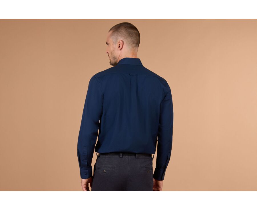 Men's plain navy poplin shirt - ALBERT CLASSIC