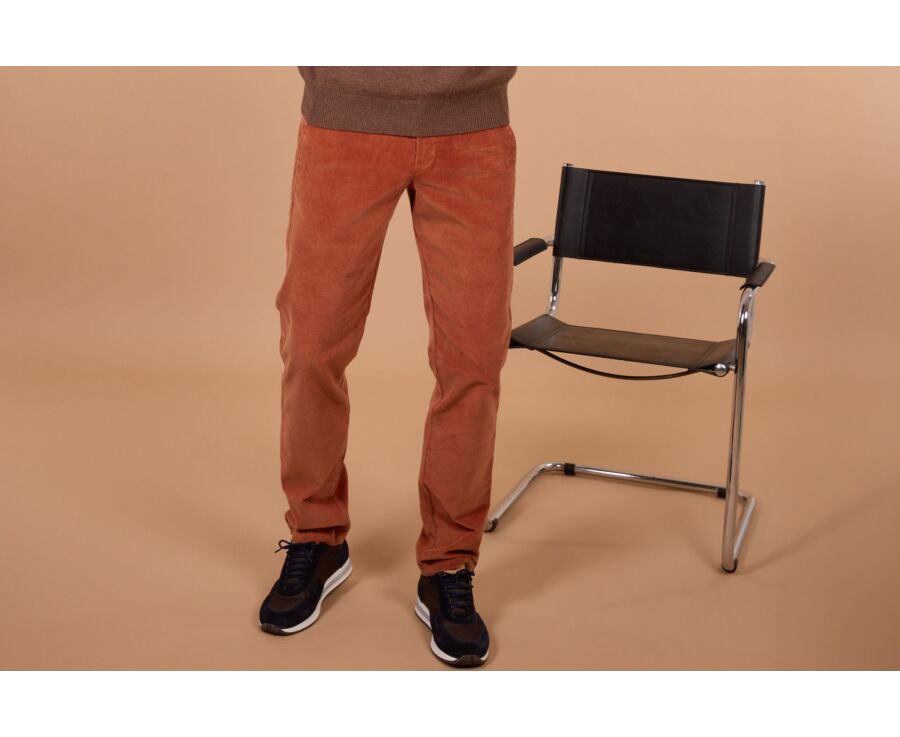 Men's rust corduroy chino trousers - NORMAN