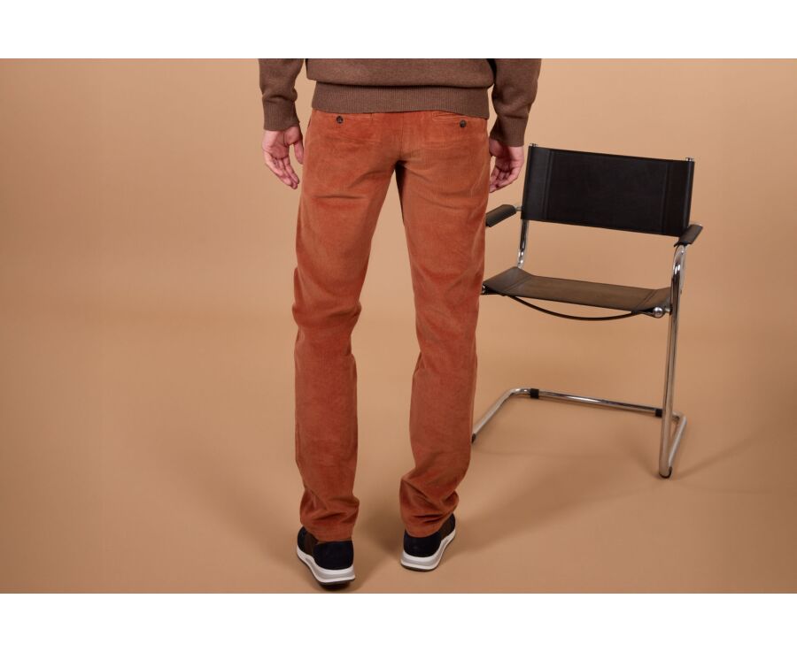 Men's rust corduroy chino trousers - NORMAN