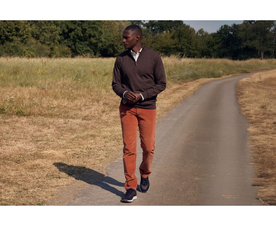 Men's rust corduroy chino trousers - NORMAN
