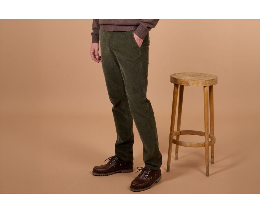 Men's olive corduroy chino trousers - NORMAN