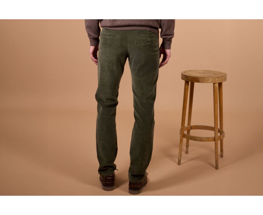 Men's olive corduroy chino trousers - NORMAN