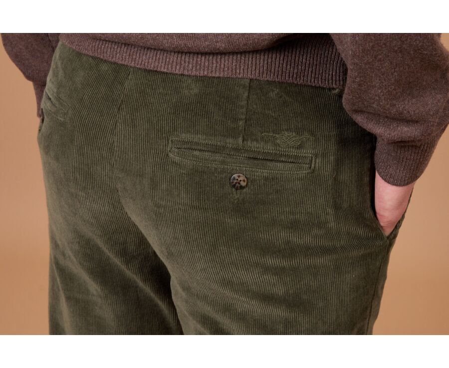 Men's olive corduroy chino trousers - NORMAN