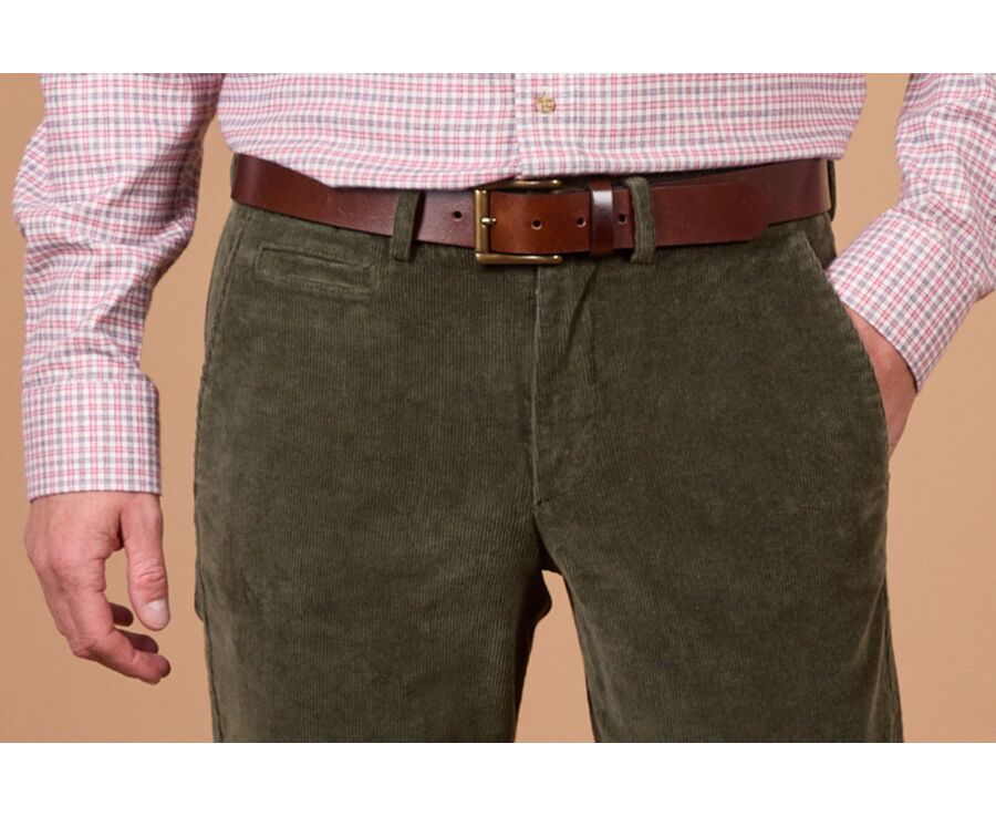 Men's olive corduroy chino trousers - NORMAN