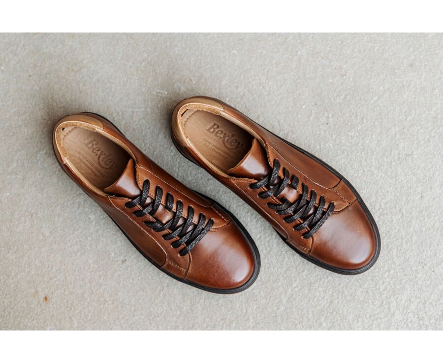 Patina Dark Chestnut Men's leather Trainers - INGLEWOOD