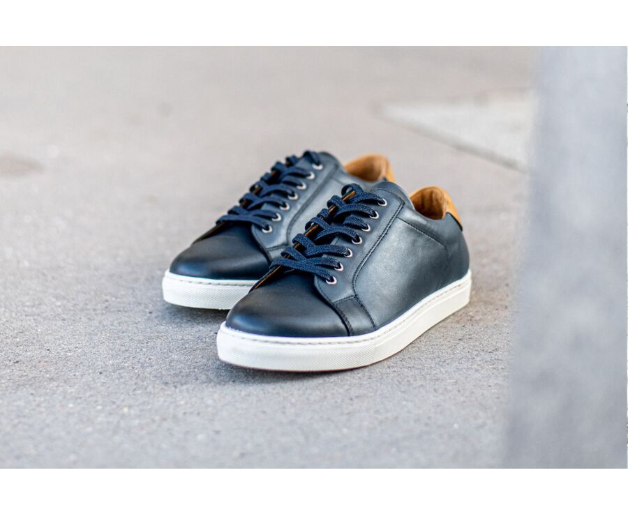 Patina Navy Men's leather Trainers - INGLEWOOD
