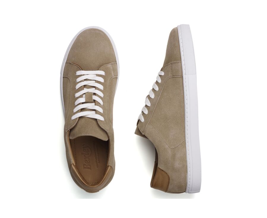 Dark Beige Suede Men's leather Trainers - INGLEWOOD